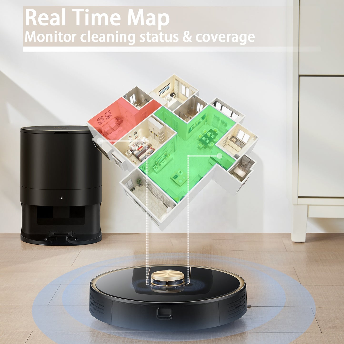 Uoni Robotic Vacuum Cleaner V980 Plus With 4.3L Self-Emptying Dustbin Home