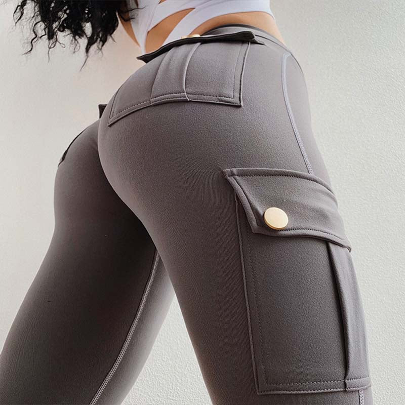 Women Slim Leggings High Waist Elastic Push Up Four Pockets Legging Workout