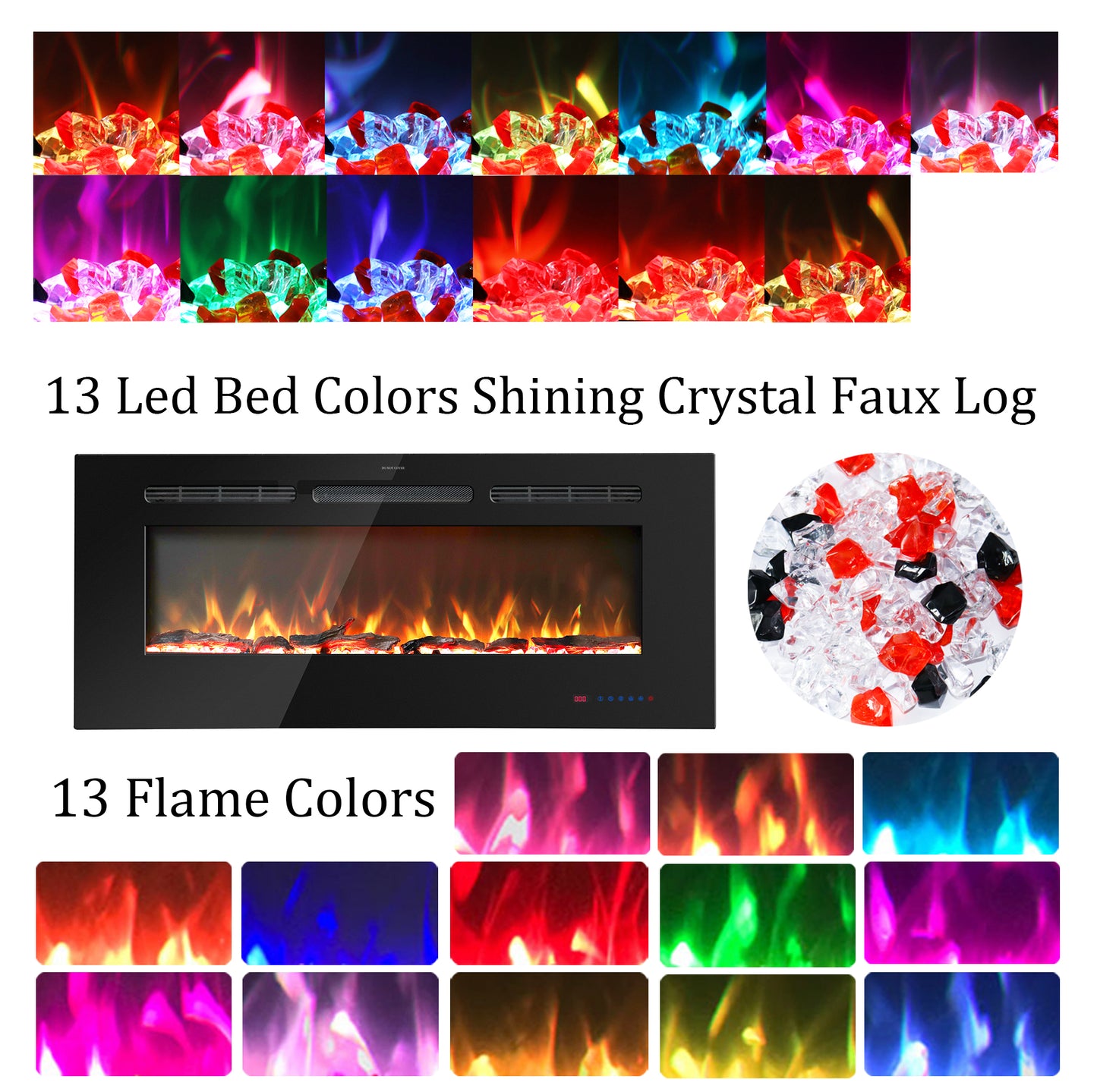 Electric Fireplace Heaters, 42R Inch Luxury Fireplace ,13 Colors